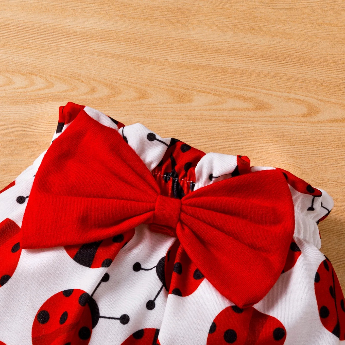 3Pcs Baby Girl Ladybug Long Sleeve Romper and Bowknot Trousers Set,Fall Clothes Newborn Outfit,0-18 Month