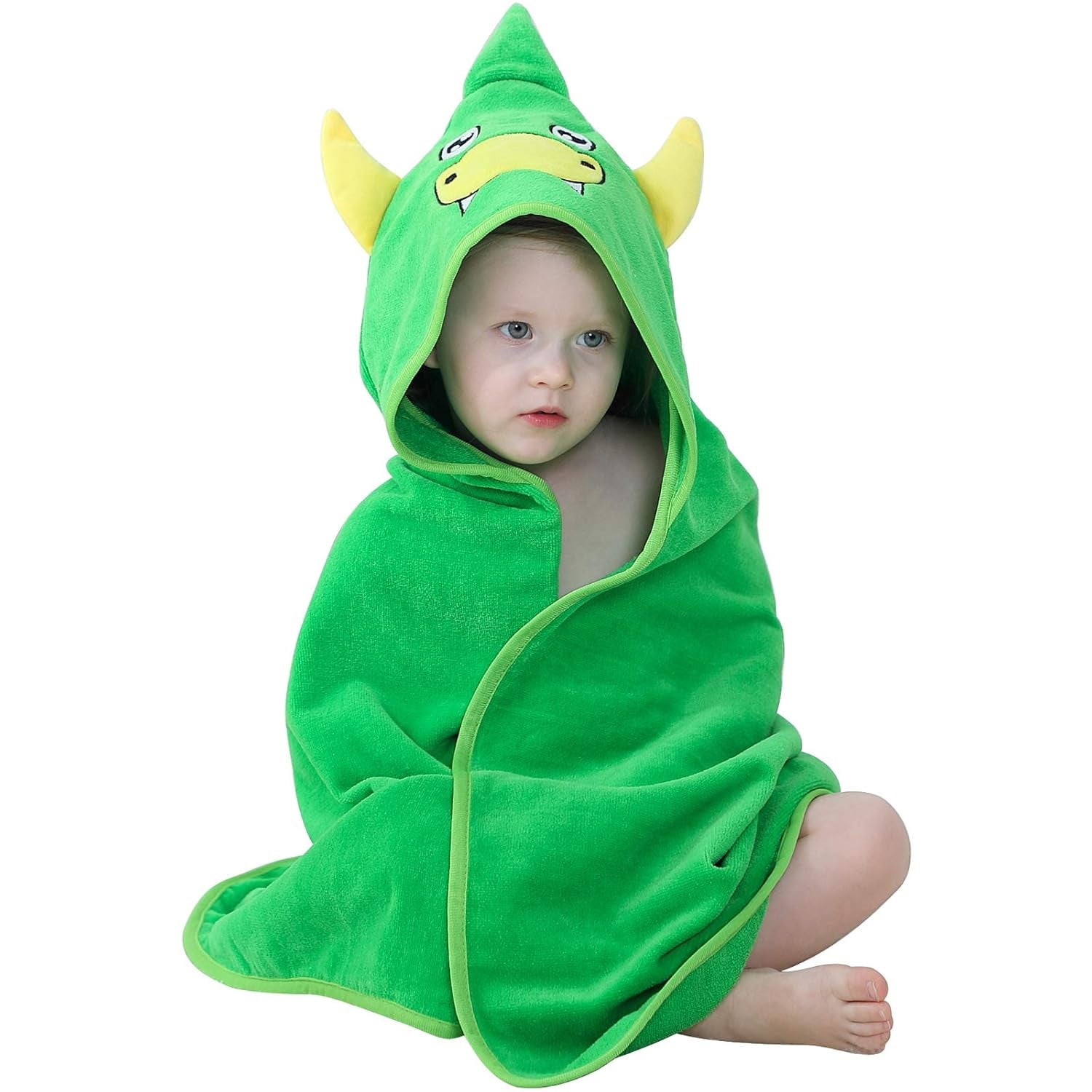 Unisex Baby Animal Hooded Bath Towel Soft Cotton Beach Swimming Bathrobe for 0-6T, Green