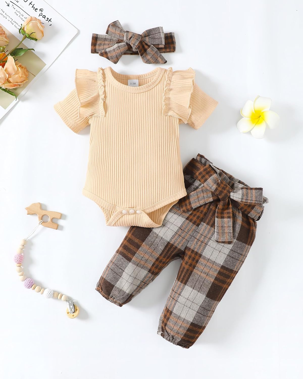 Newborn Baby Girl Clothes Infant Girl Outfits Ruffle Romper Top Floral Pants Clothes Sets