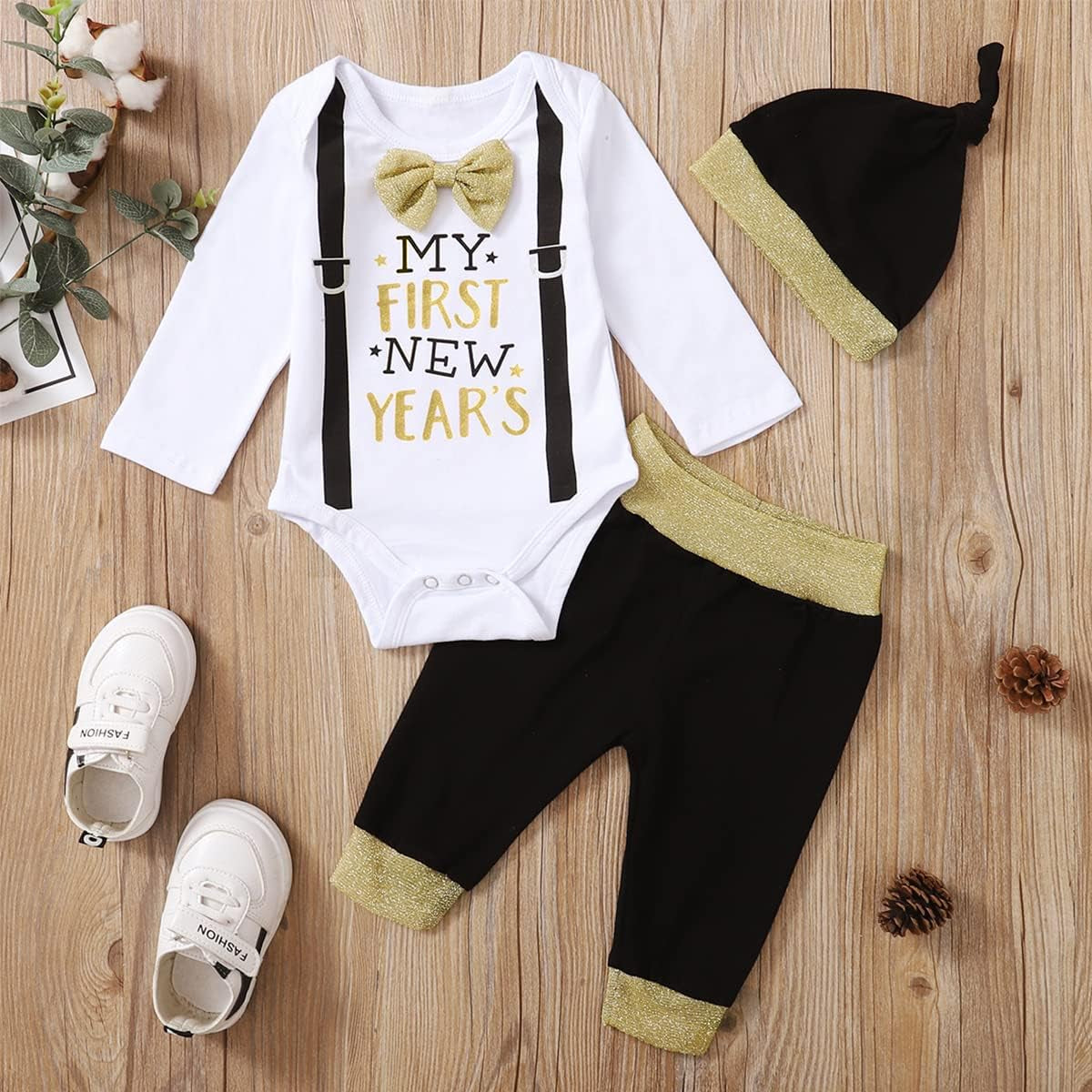 Baby Boy First New Year'S Outfit Infant Gentleman Pant Clothing Set with Hat