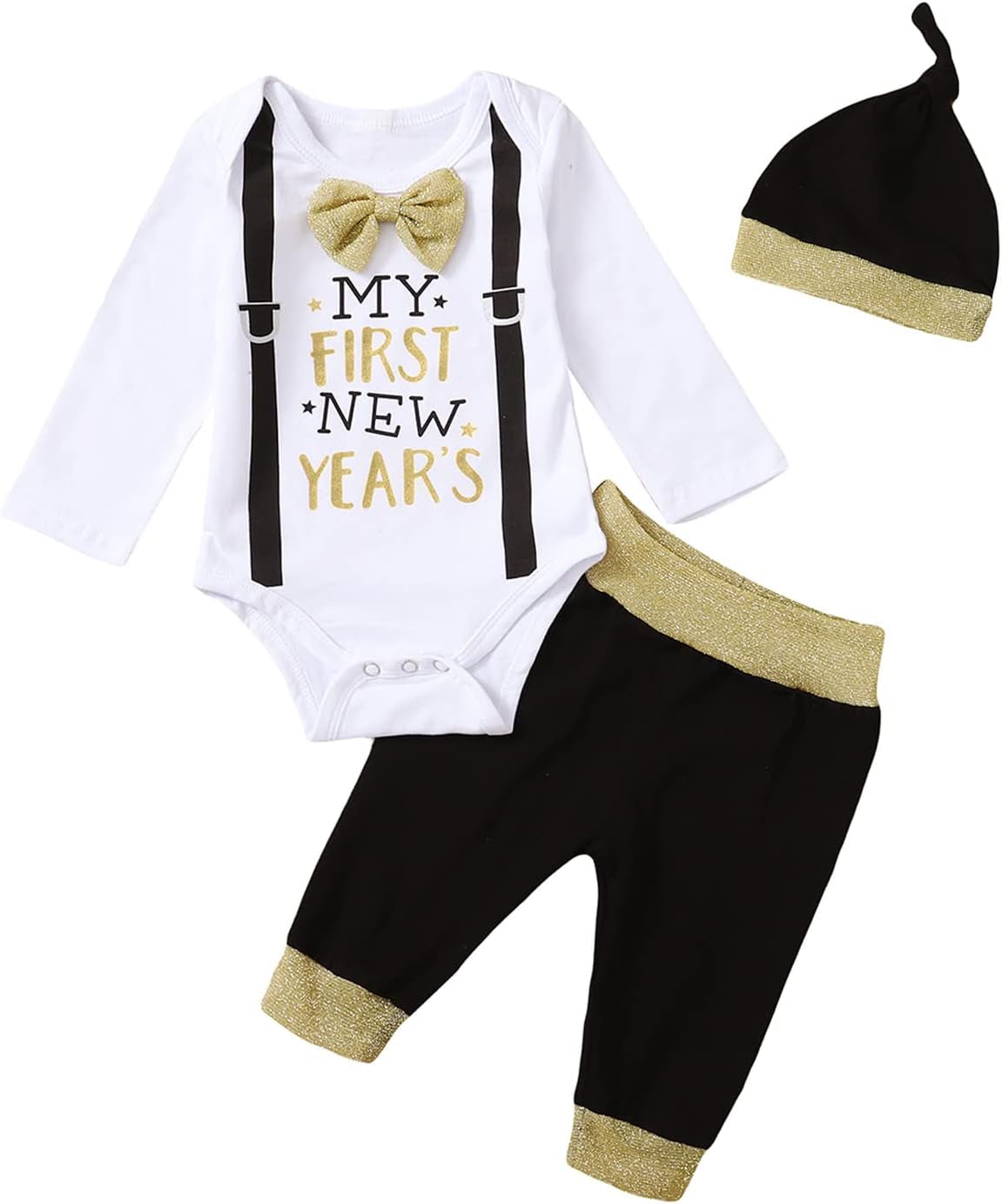 Baby Boy First New Year'S Outfit Infant Gentleman Pant Clothing Set with Hat