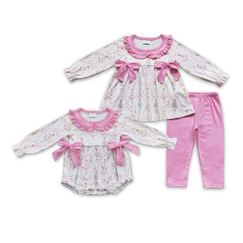 Baby Girl Christmas Pink Bubble & Matching Set: Long Sleeve, Festive & On-Trend Toddler Fashion Girls Clothing