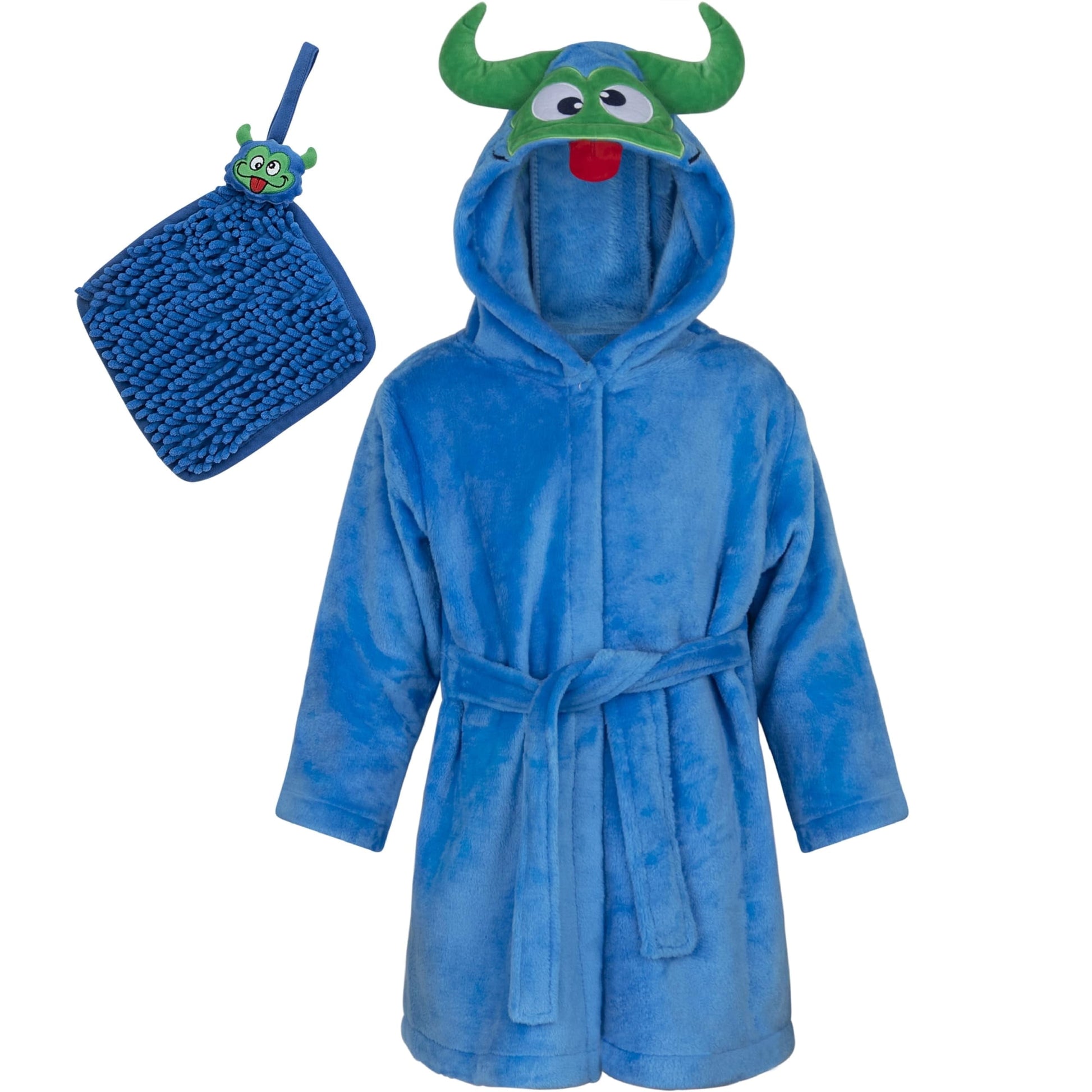 Baby Bathrobe Set for Boys Soft Plush Cotton Boys Bathrobe, Monster