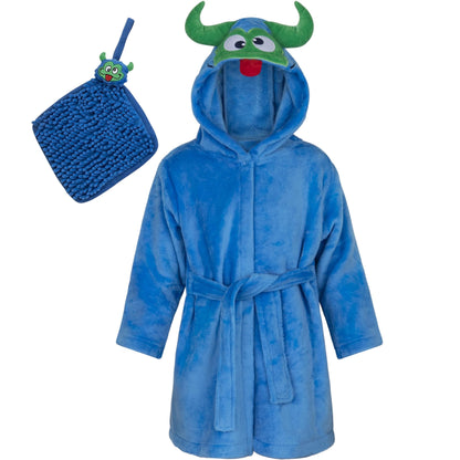 Baby Bathrobe Set for Boys Soft Plush Cotton Boys Bathrobe, Monster