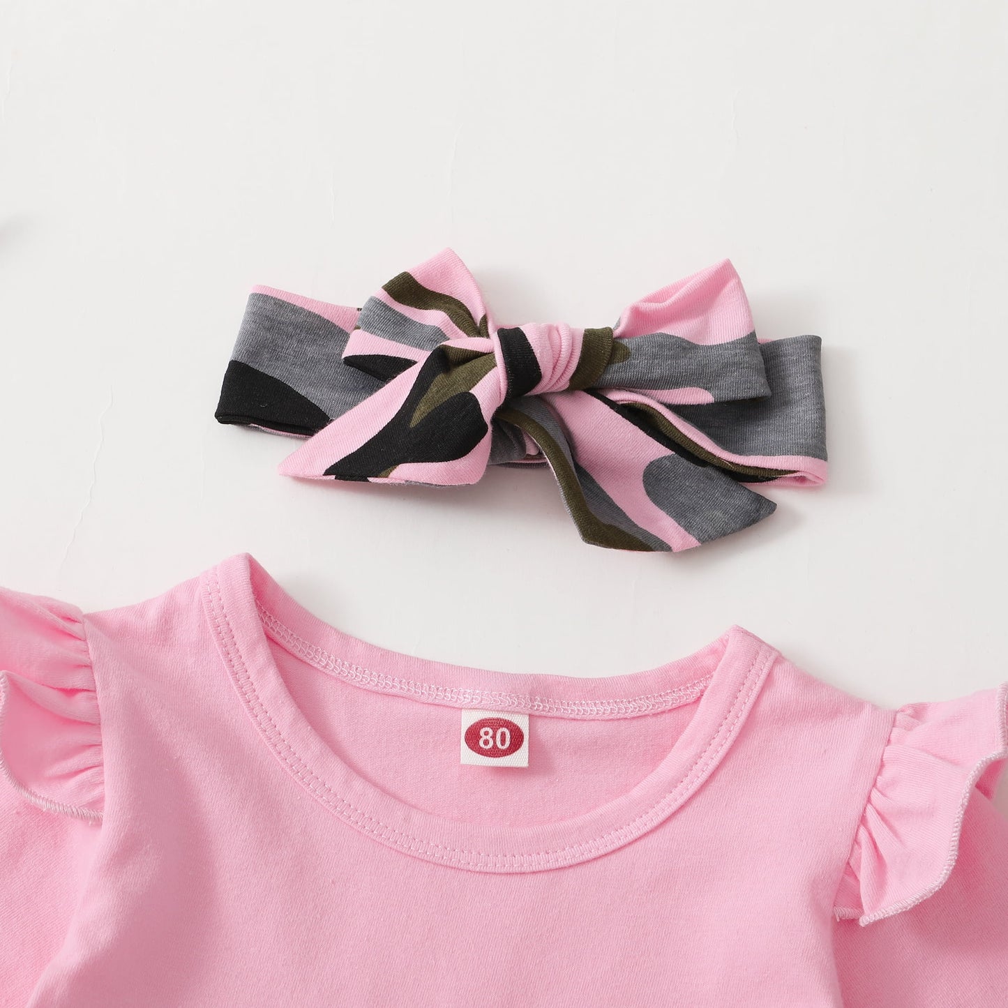 Baby Girl Clothes Toddler Girl Camo Outfit Ruffle Sleeve Shirt Floral Pant Set Fall Winter Clothing for Girl (3-4T, Pink)