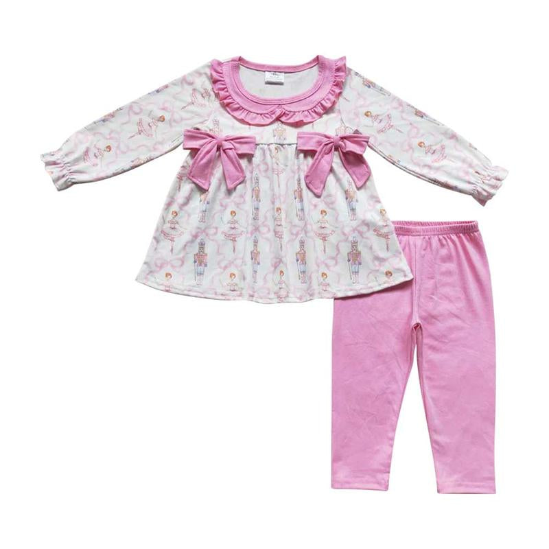 Baby Girl Christmas Pink Bubble & Matching Set: Long Sleeve, Festive & On-Trend Toddler Fashion Girls Clothing