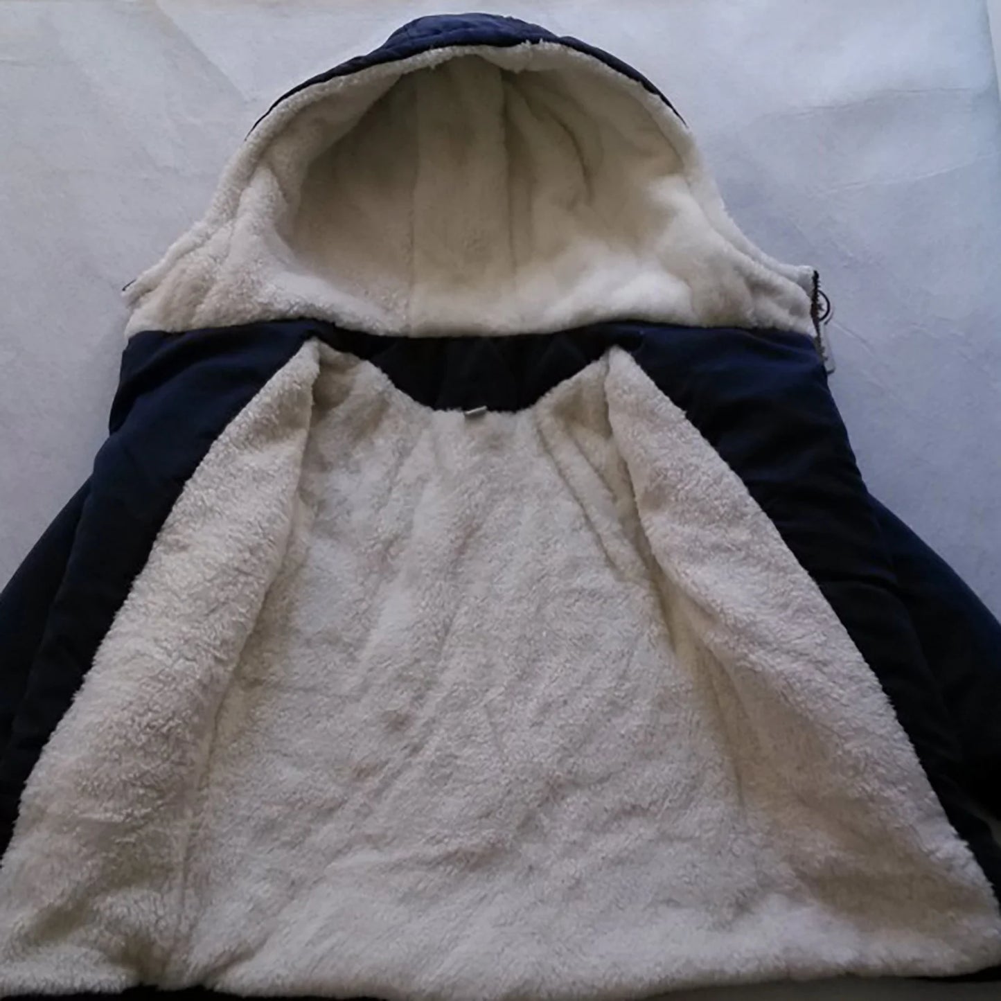 Cotton-Padded with Thick Fleece Hooded Mid-Length Cotton Jacket