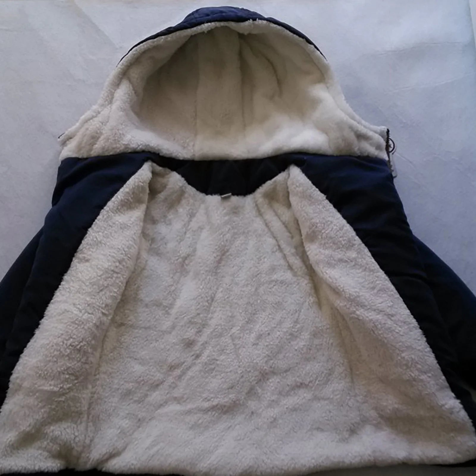 Cotton-Padded with Thick Fleece Hooded Mid-Length Cotton Jacket