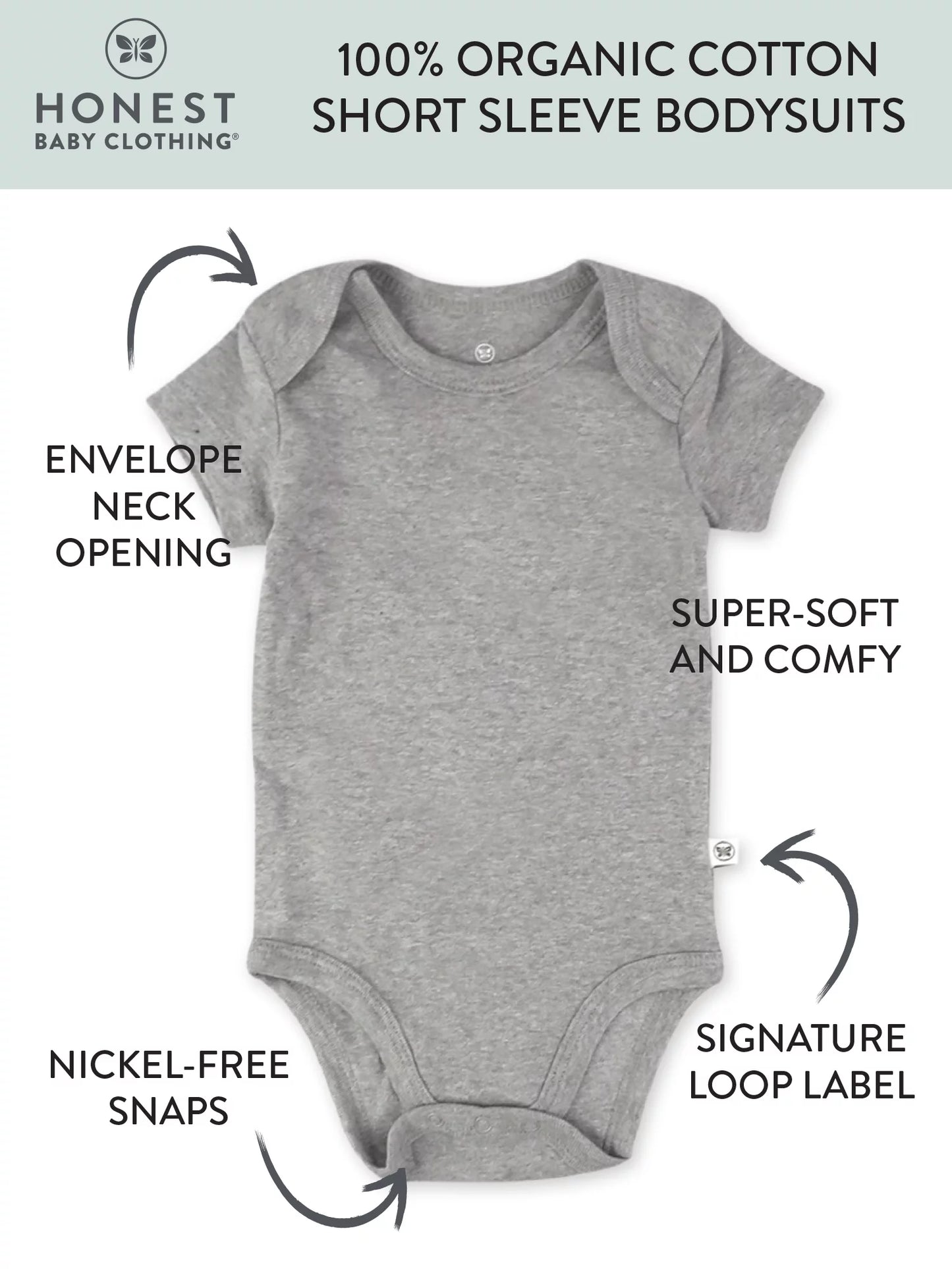 Organic Cotton Short Sleeve Bodysuits, 8 Pack