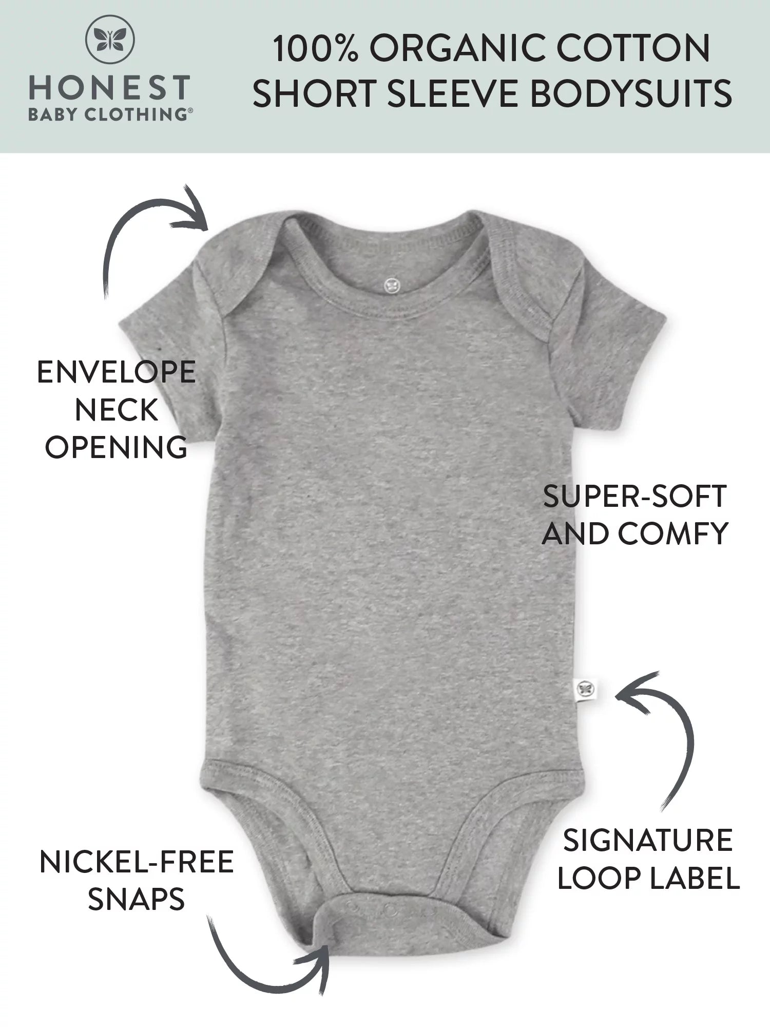 Organic Cotton Short Sleeve Bodysuits, 8 Pack